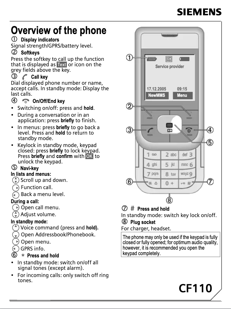 Page 1 de la notice Manuel utilisateur BenQ-Siemens CF110