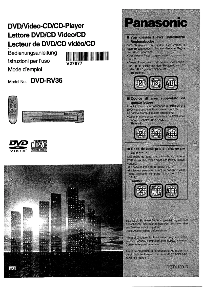 Página 1 del manual Manual de usuario Panasonic DVD-RV36
