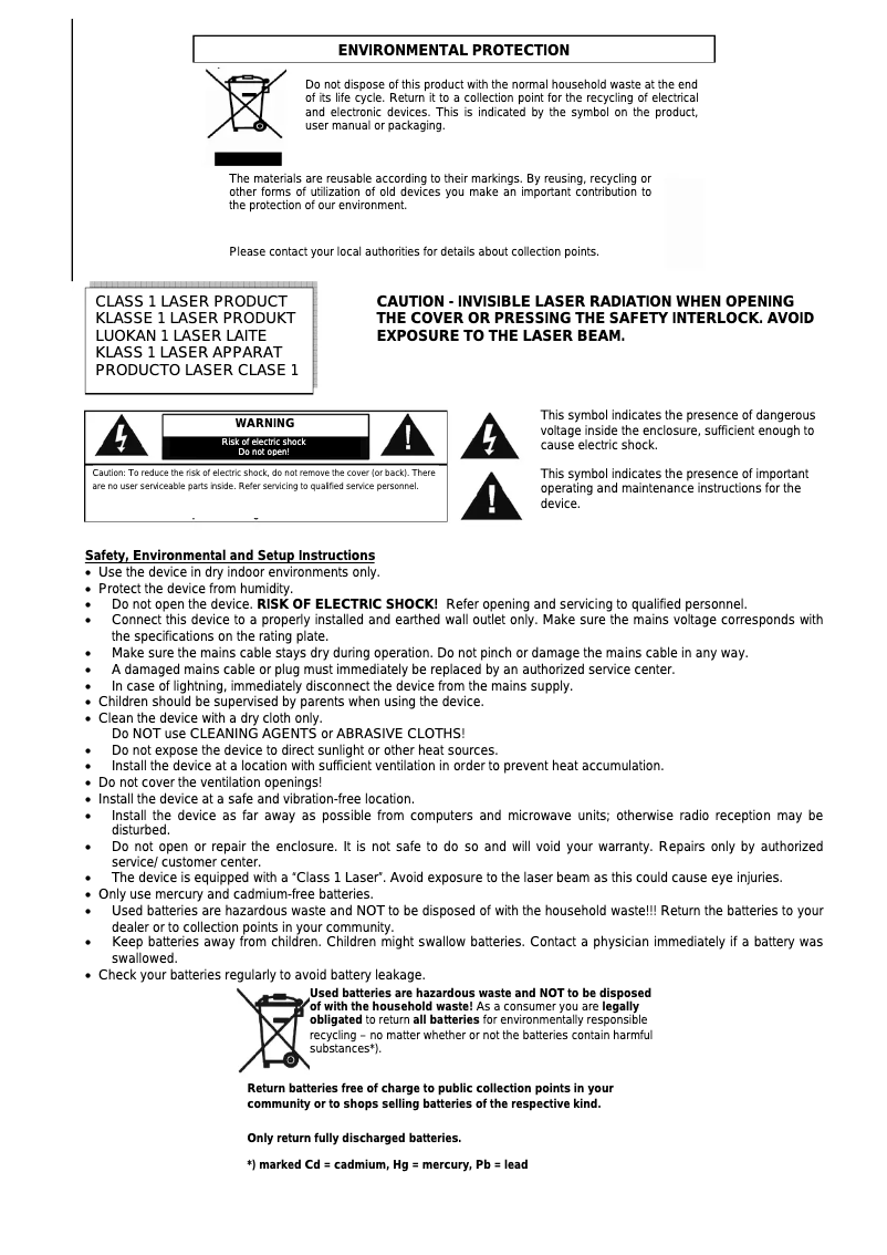 Page 1 de la notice Manuel utilisateur Soundmaster UR2050
