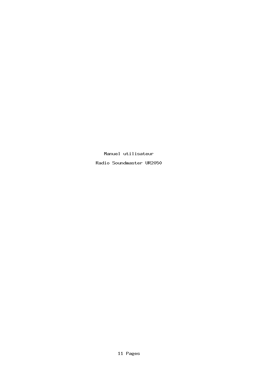 Page 1 de la notice Manuel utilisateur Soundmaster UR2050