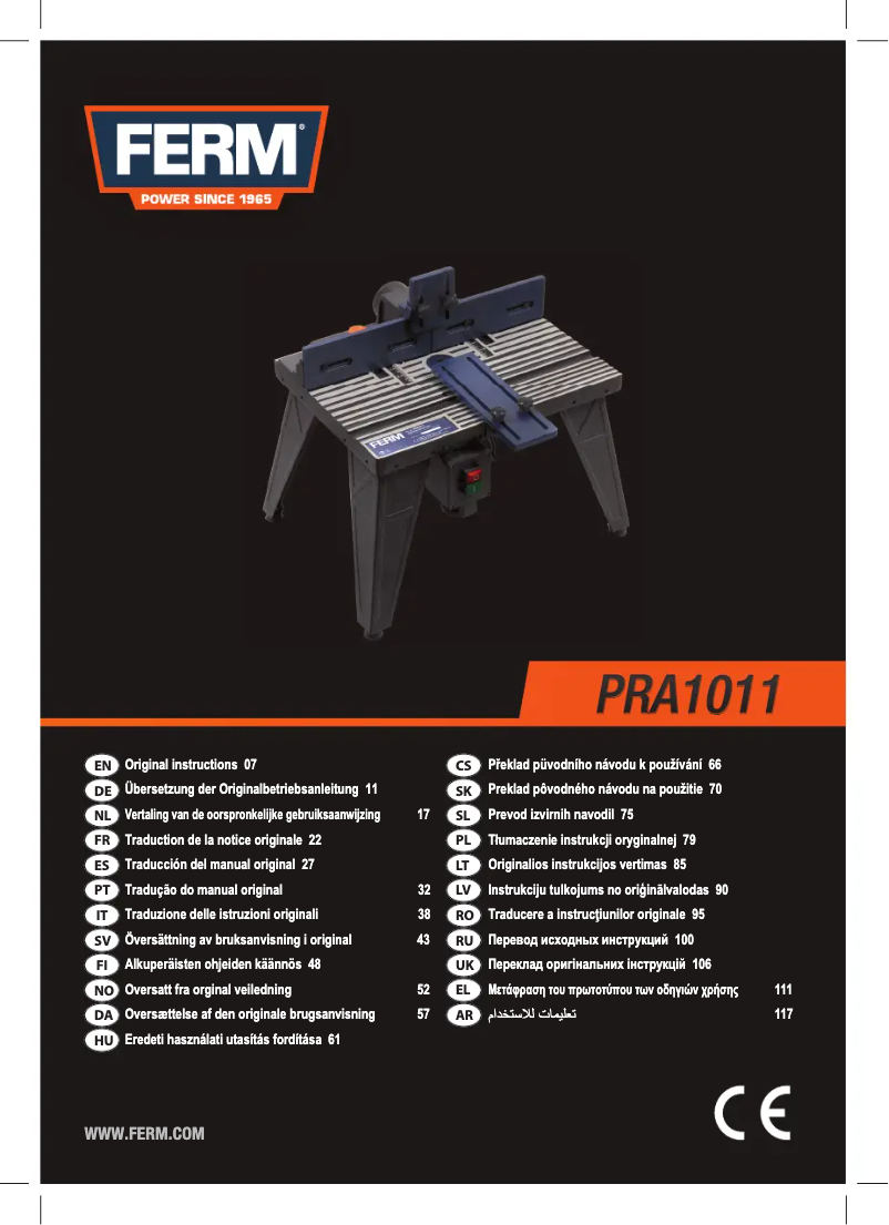 Page 1 de la notice Manuel utilisateur Ferm PRA1011
