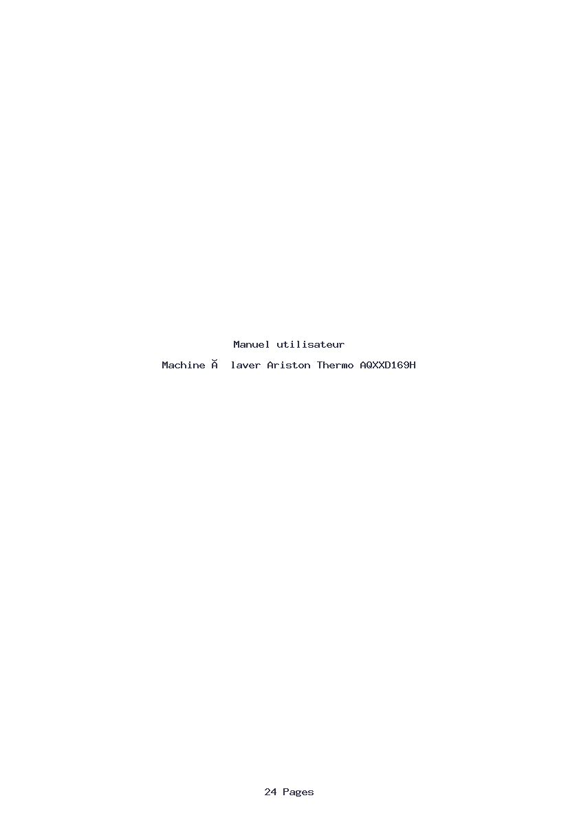 Page 1 de la notice Manuel utilisateur Ariston Thermo AQXXD169H