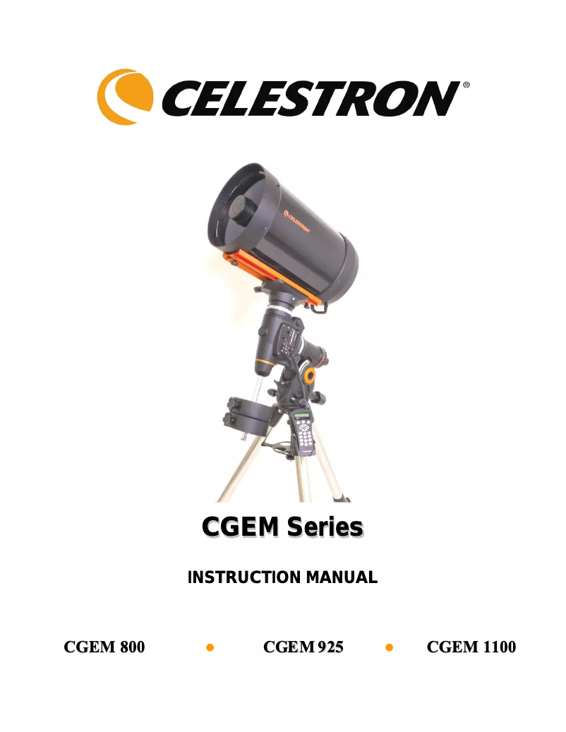 Page 1 de la notice Manuel utilisateur Celestron CGEM 925 HD Computerized