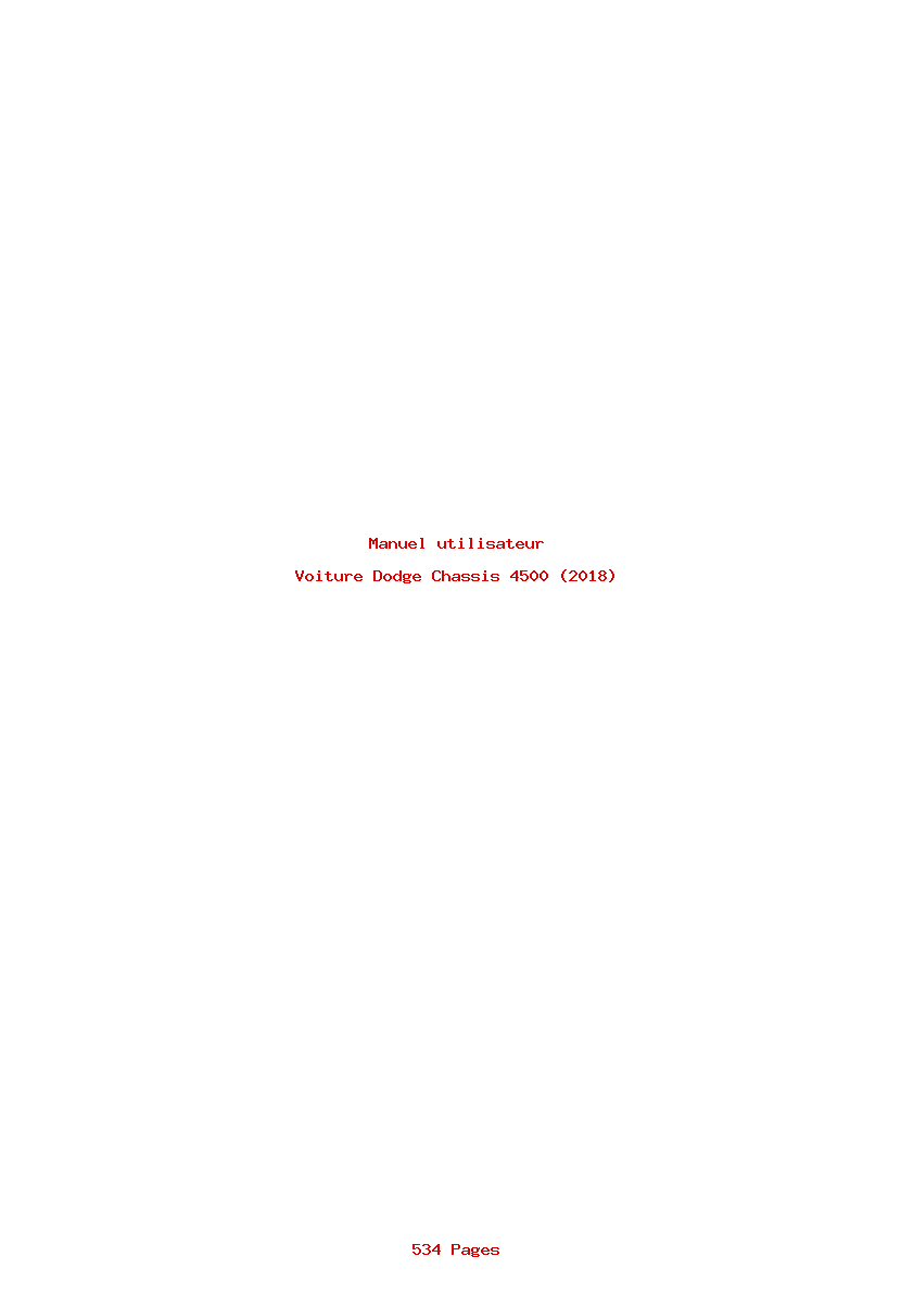 Page 1 de la notice Manuel utilisateur Dodge Chassis 4500 (2018)