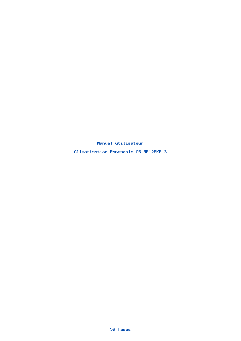 Page 1 de la notice Manuel utilisateur Panasonic CS-RE12PKE-3