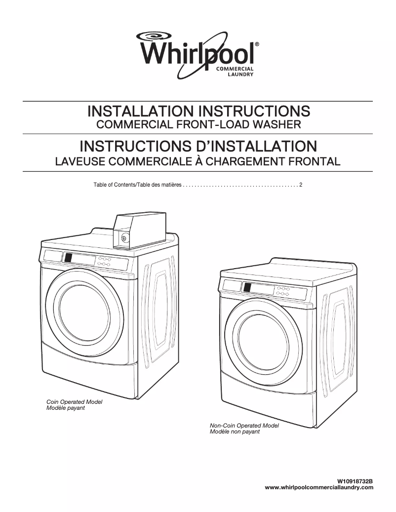 Página 1 del manual Guía de instalación Whirlpool CHW9150GW