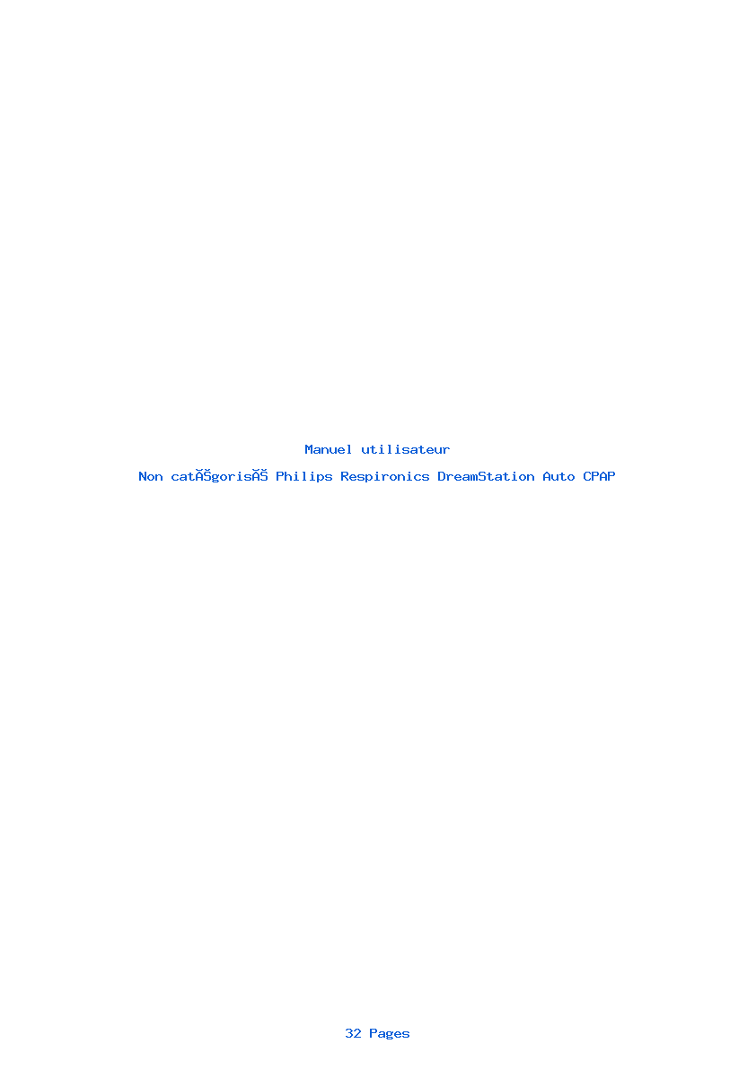 Page 1 de la notice Manuel utilisateur Philips Respironics DreamStation Auto CPAP