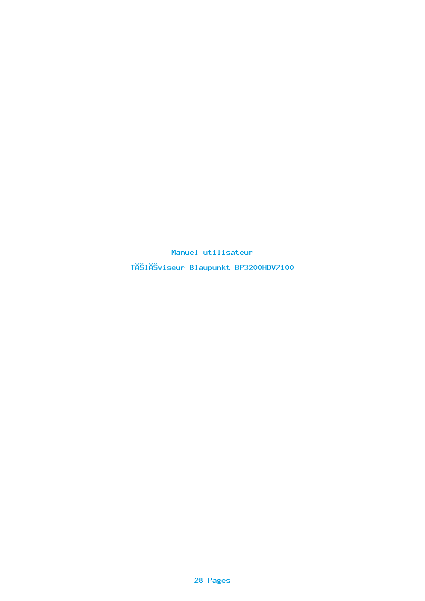 Page 1 de la notice Manuel utilisateur Blaupunkt BP3200HDV7100