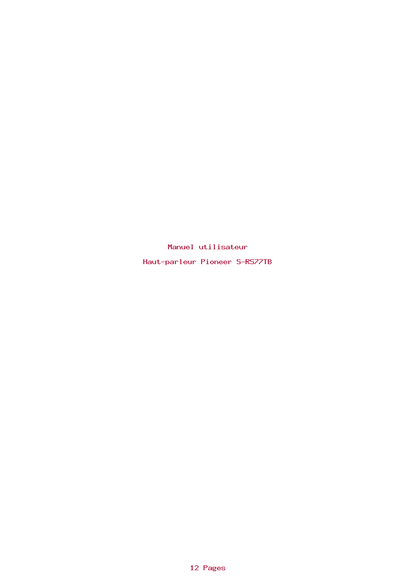 Page 1 de la notice Manuel utilisateur Pioneer S-RS77TB