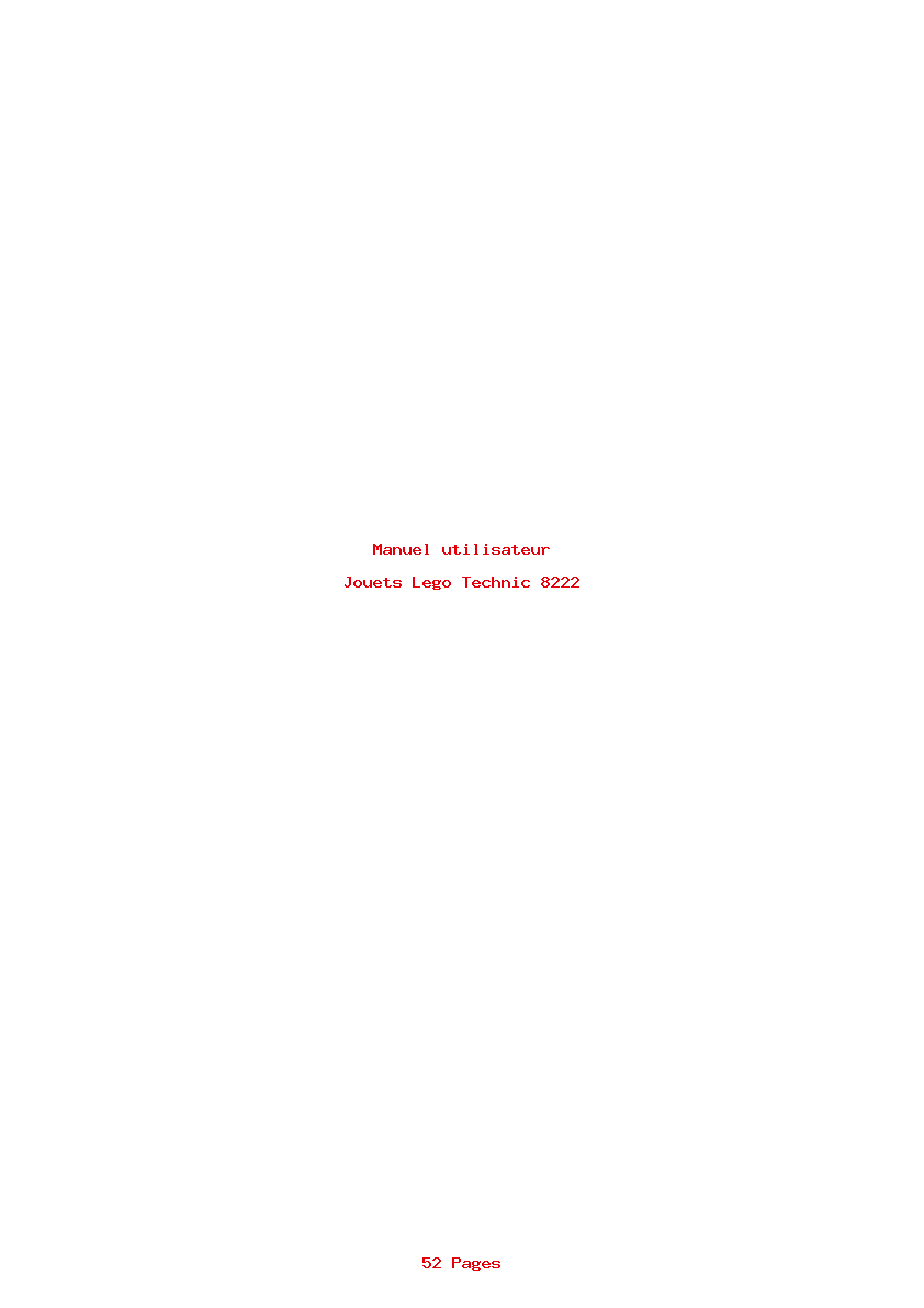 Page 1 de la notice Manuel utilisateur Lego Technic 8222
