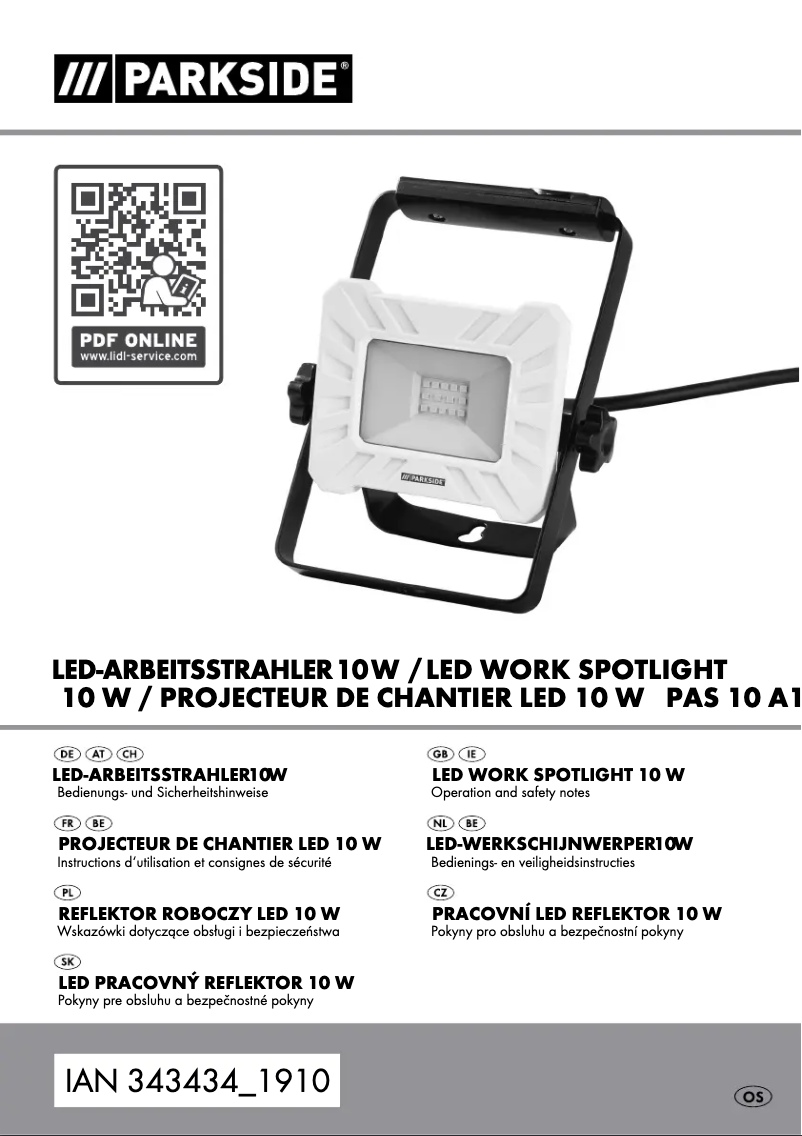 Page 1 de la notice Manuel utilisateur Parkside PAS 10 A1