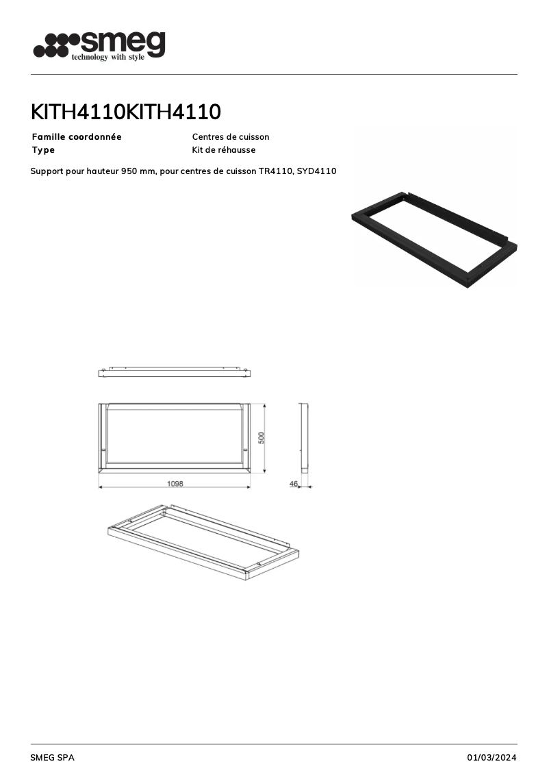 Page 1 of the manual User Manual Smeg KITH4110