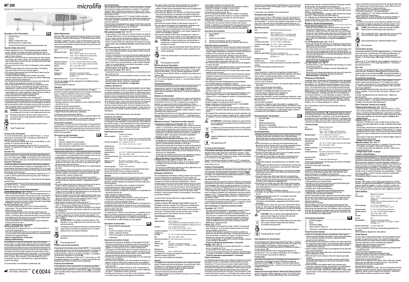 Page 1 de la notice Manuel utilisateur Microlife MT 200