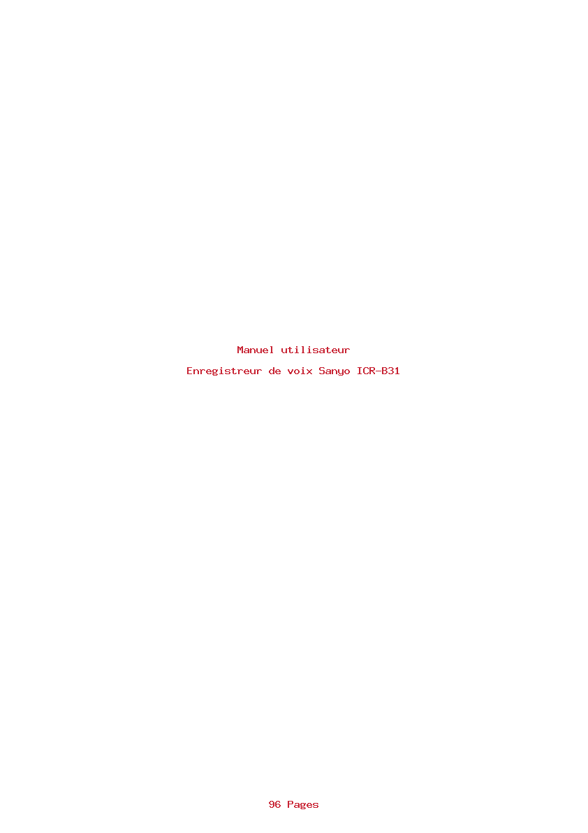 Page 1 de la notice Manuel utilisateur Sanyo ICR-B31
