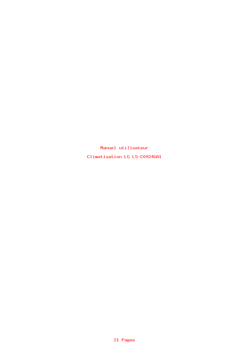 Page 1 de la notice Manuel utilisateur LG LS-C0924GA1