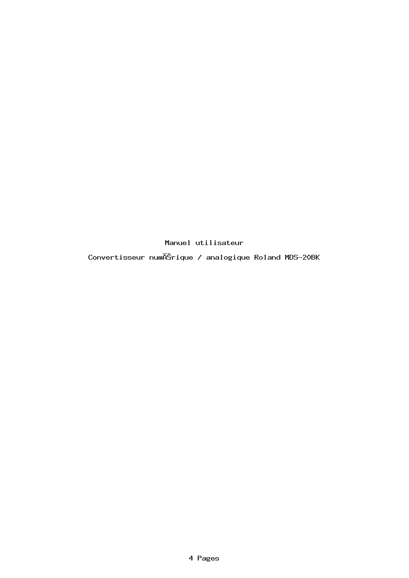 Page 1 de la notice Manuel utilisateur Roland MDS-20BK