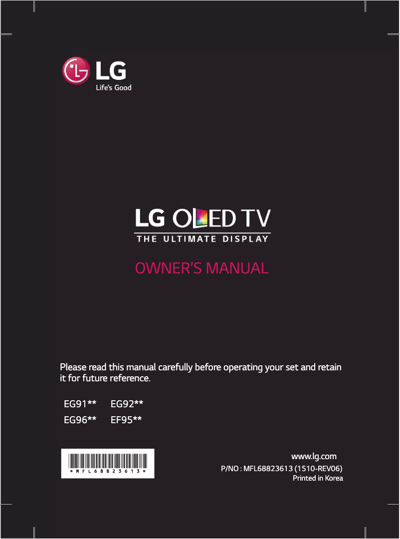 Page 1 de la notice Manuel utilisateur LG 55EF9509
