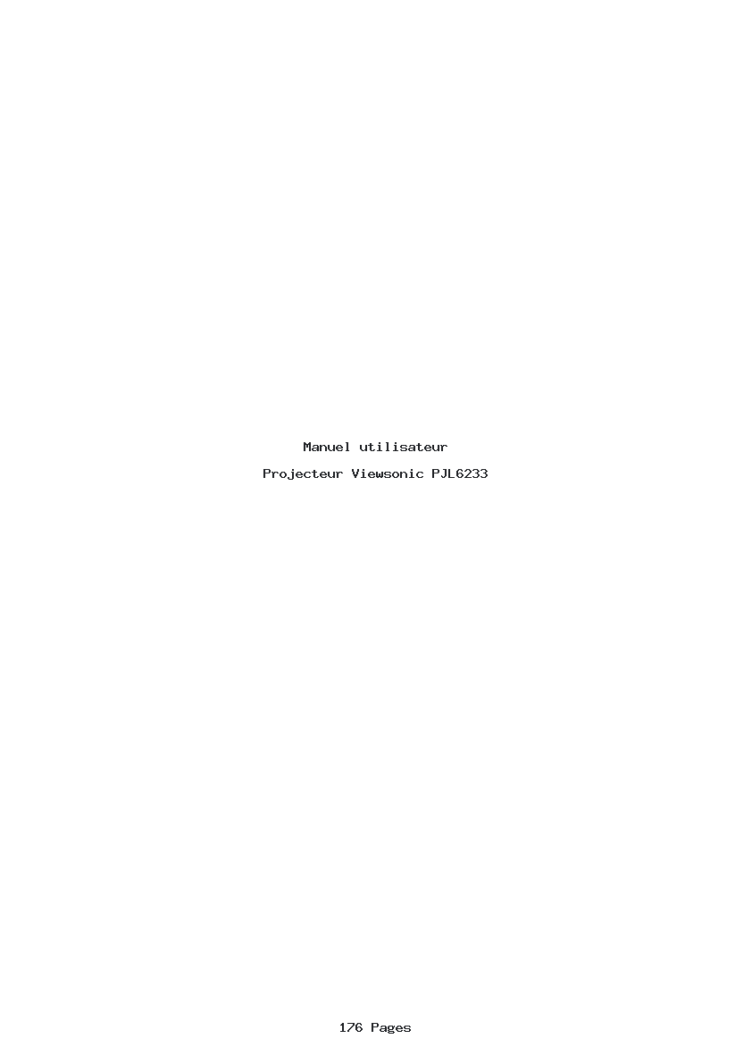 Page 1 de la notice Manuel utilisateur Viewsonic PJL6233