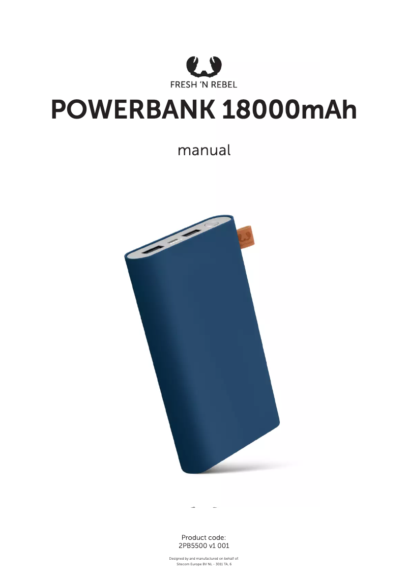 Page 1 of the manual User Manual Fresh 'n Rebel Powerbank 18000 mAh