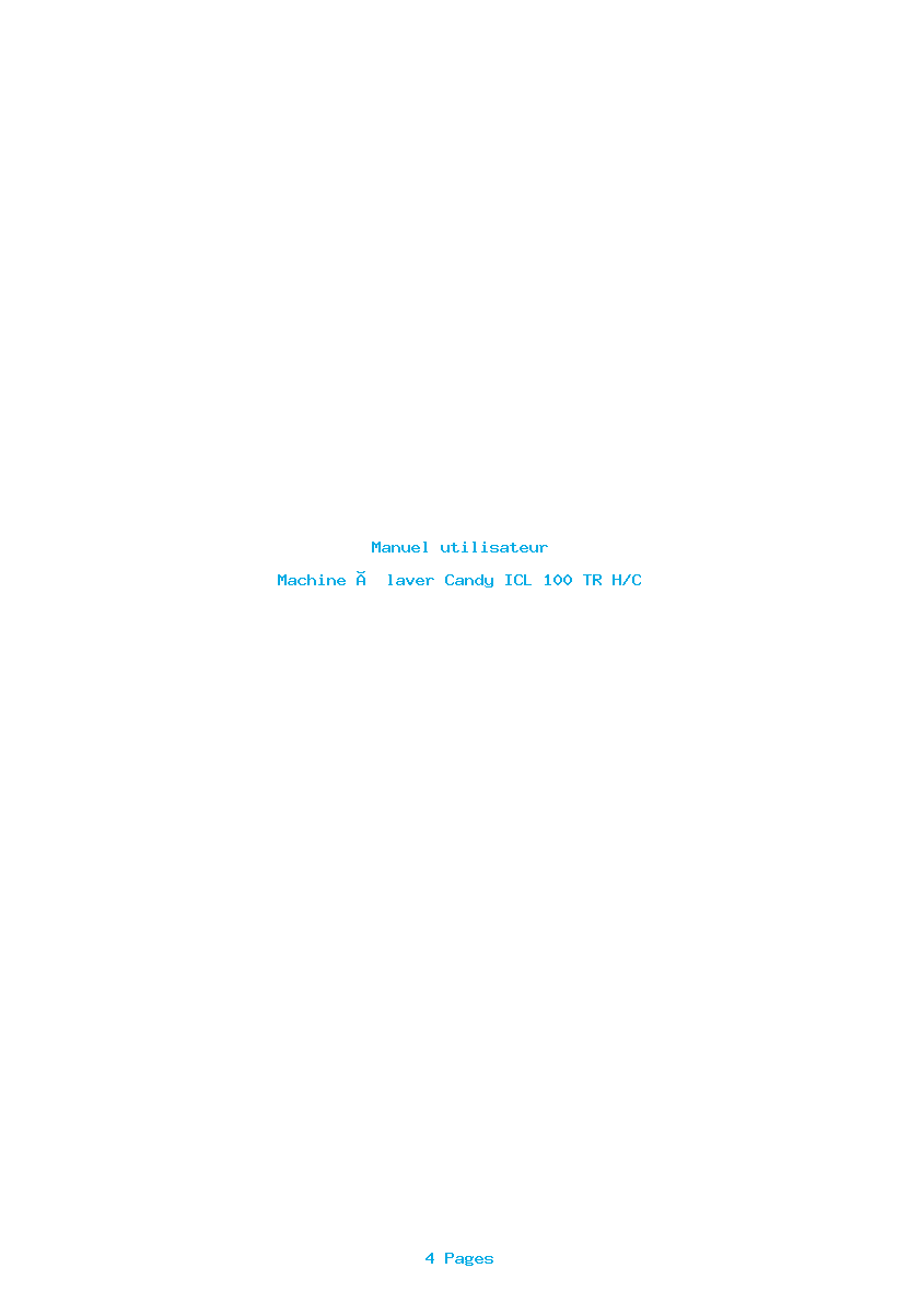 Page 1 de la notice Manuel utilisateur Candy ICL 100 TR H/C