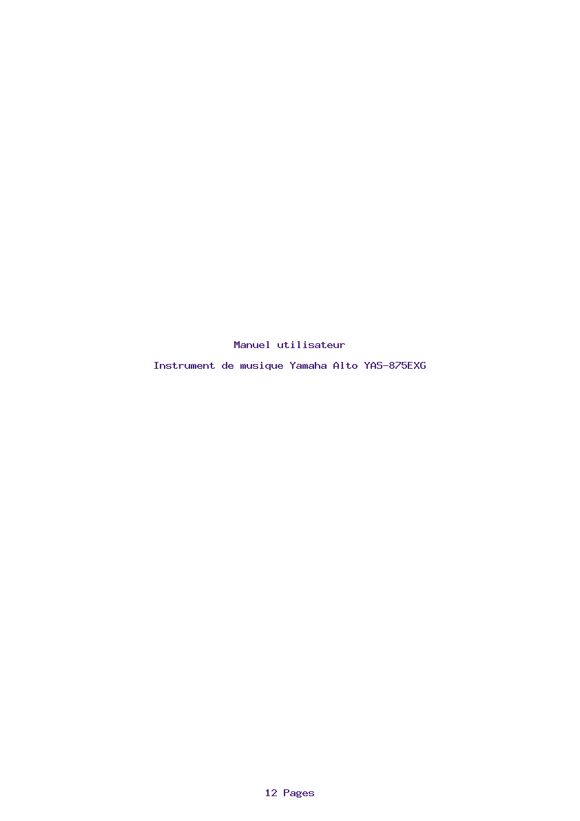 Page 1 de la notice Manuel utilisateur Yamaha Alto YAS-875EXG