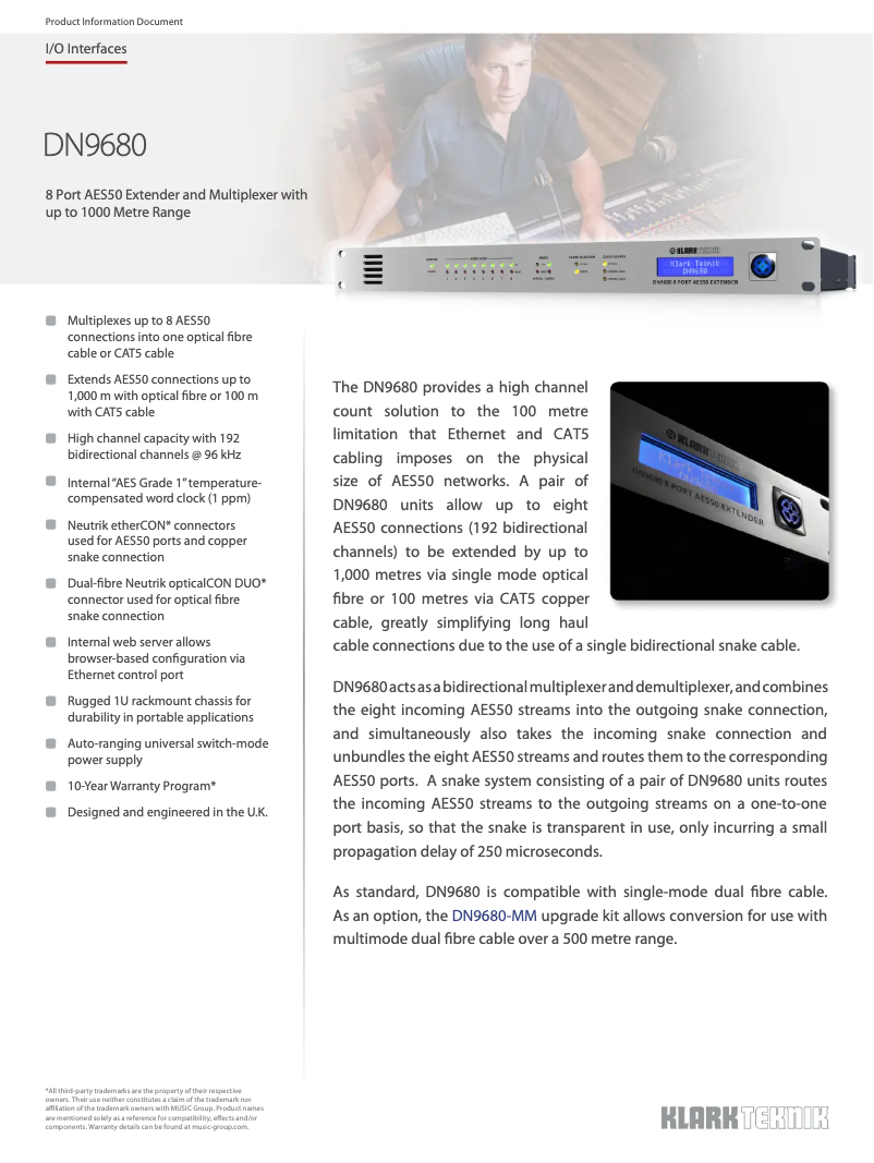 Página 1 del manual Ficha técnica Klark Teknik DN9680
