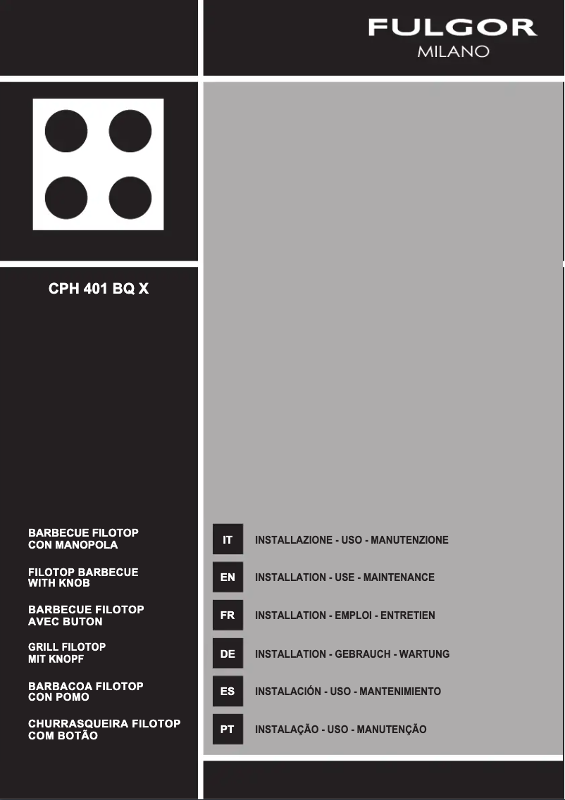 Page 1 de la notice Guide d'installation Fulgor Milano CPH 401 BQ X