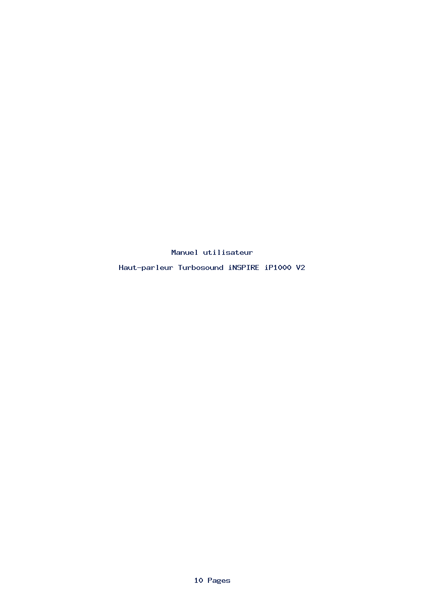 Page 1 de la notice Manuel utilisateur Turbosound iNSPIRE iP1000 V2
