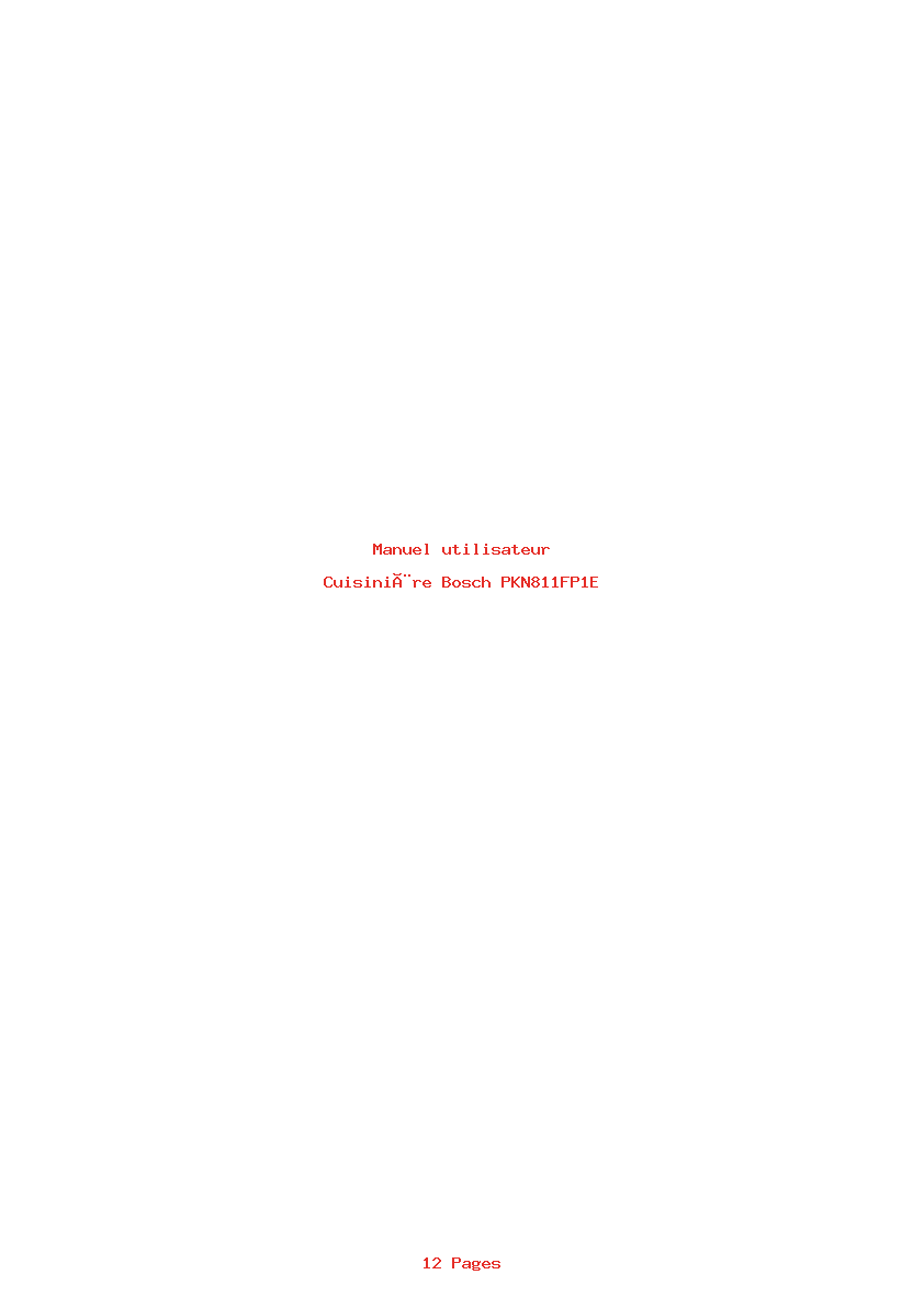 Page 1 de la notice Manuel utilisateur Bosch PKN811FP1E