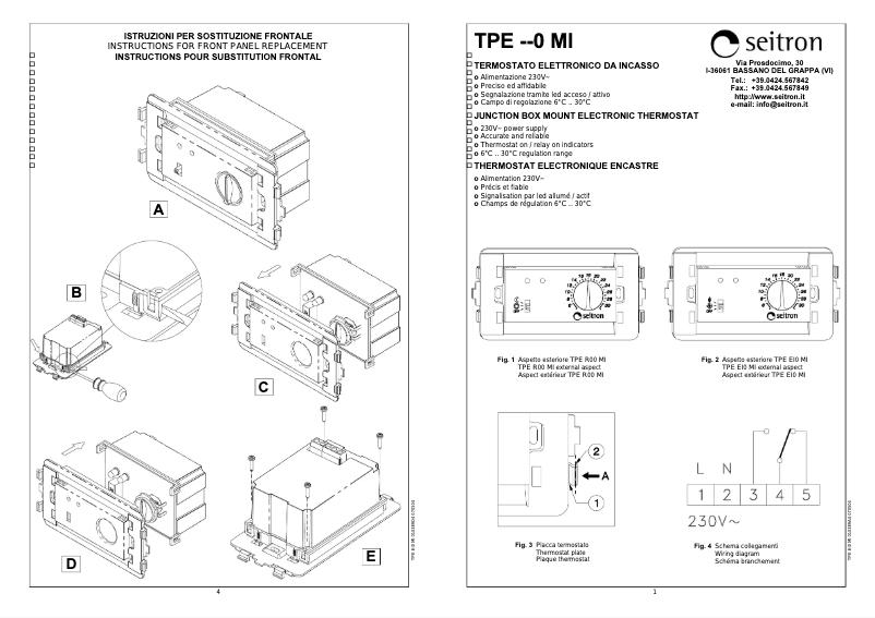 Page 1 de la notice Manuel utilisateur Seitron TPEEI0MI