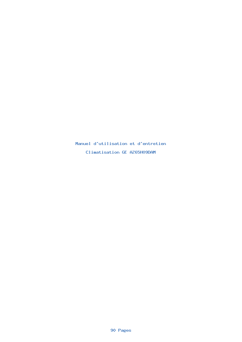 Page 1 de la notice Manuel d'utilisation et d'entretien GE AZ65H09DAM