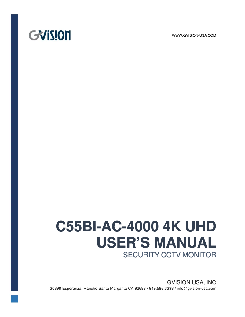 Page 1 de la notice Manuel utilisateur GVision C55BI-AC-4000