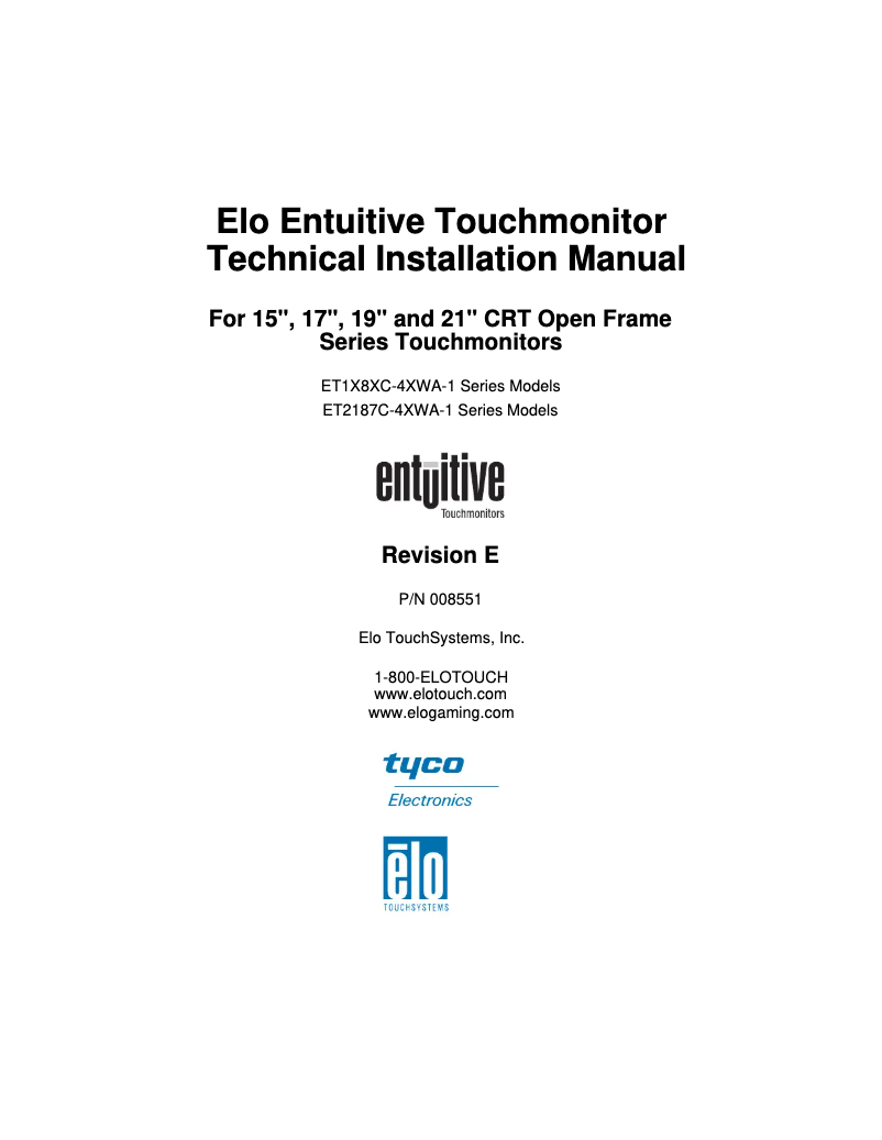 Page 1 of the manual User Manual Elo 1788C