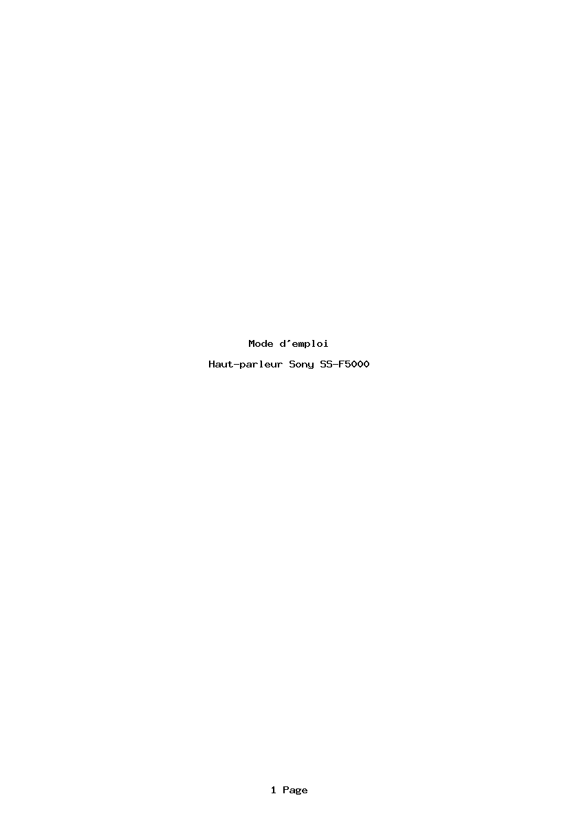 Page 1 de la notice Mode d'emploi Sony SS-F5000