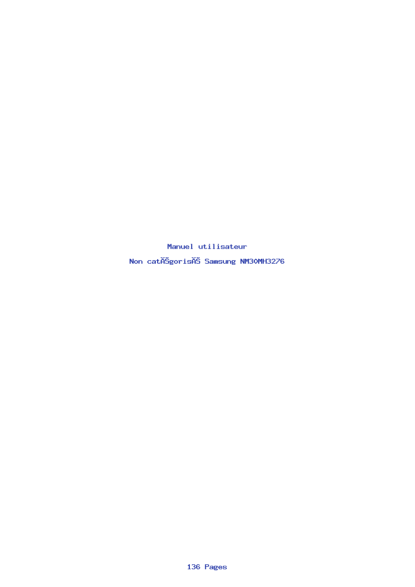 Page 1 de la notice Manuel utilisateur Samsung NM30MH3276