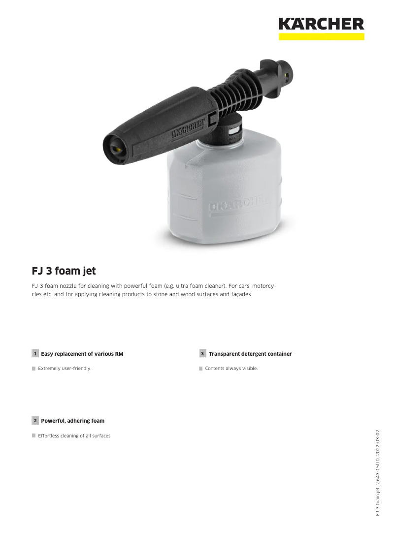 Page 1 de la notice Manuel utilisateur Kärcher FJ 3