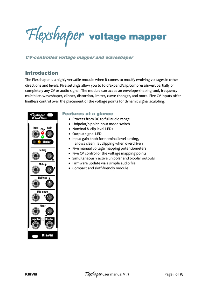 Página 1 del manual Manual de usuario Klavis Flexshaper