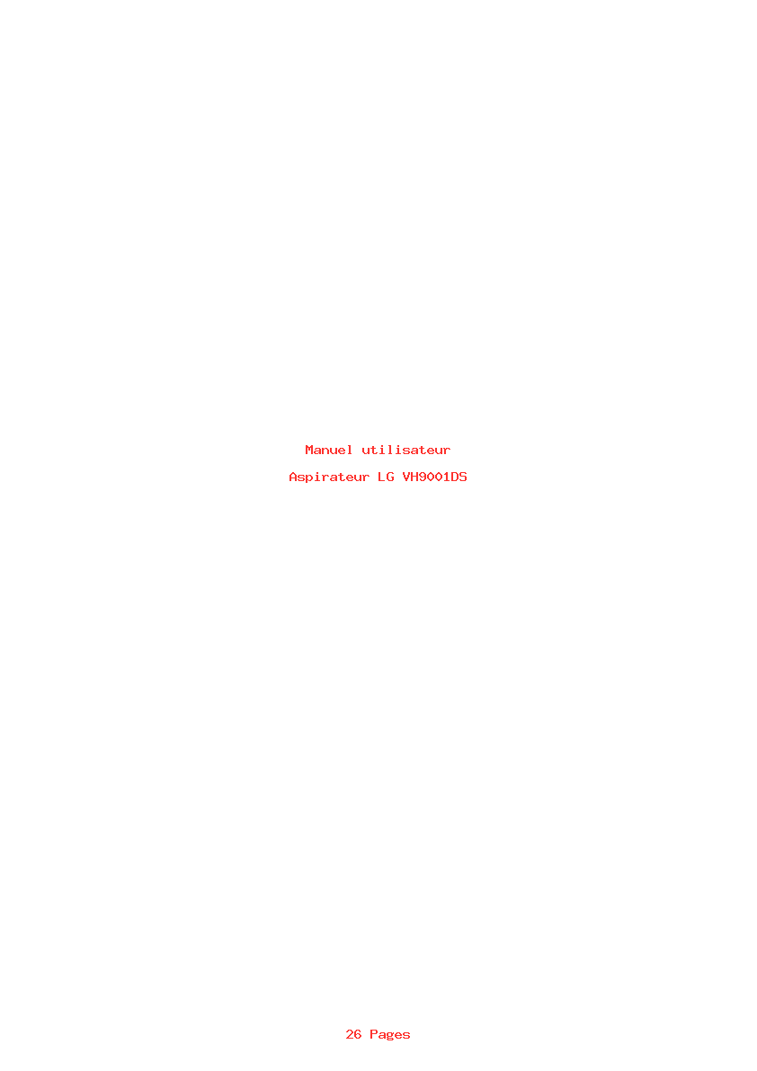 Page 1 de la notice Manuel utilisateur LG VH9001DS