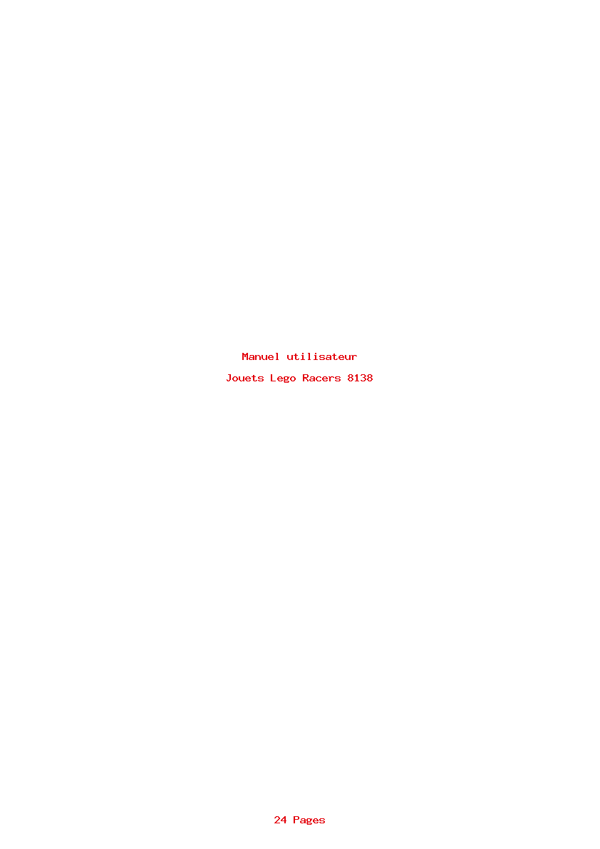 Page 1 de la notice Manuel utilisateur Lego Racers 8138