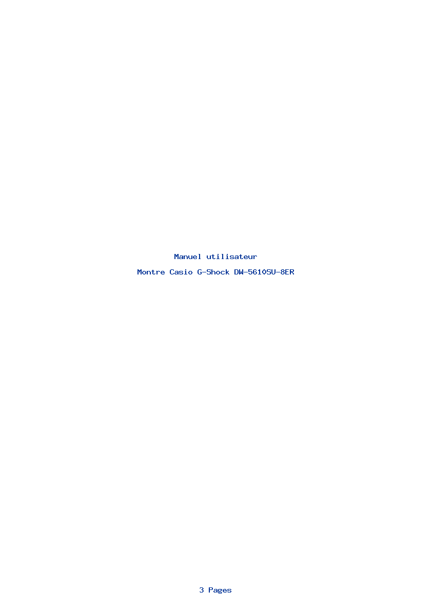 Page 1 de la notice Manuel utilisateur Casio G-Shock DW-5610SU-8ER