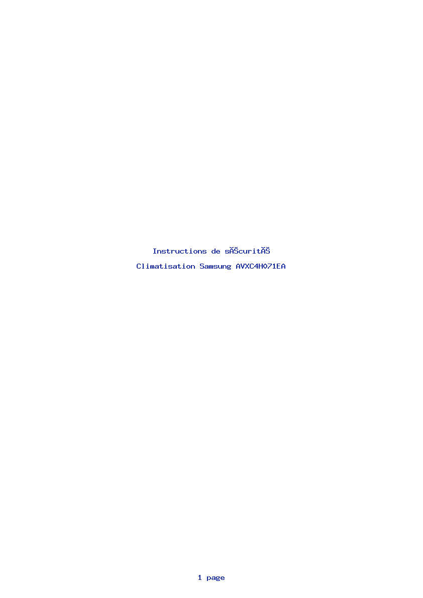 Page 1 de la notice Instructions de sécurité Samsung AVXC4H071EA