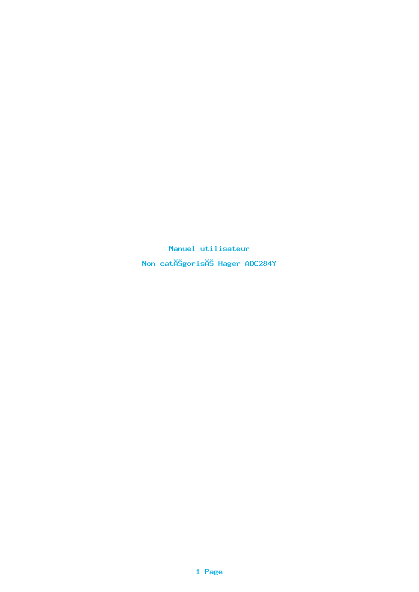 Page 1 de la notice Manuel utilisateur Hager ADC284Y