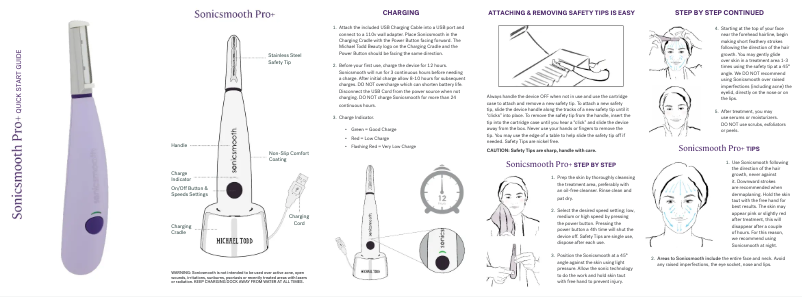Page 1 of the manual User Manual Michael Todd Beauty Sonicsmooth Pro+