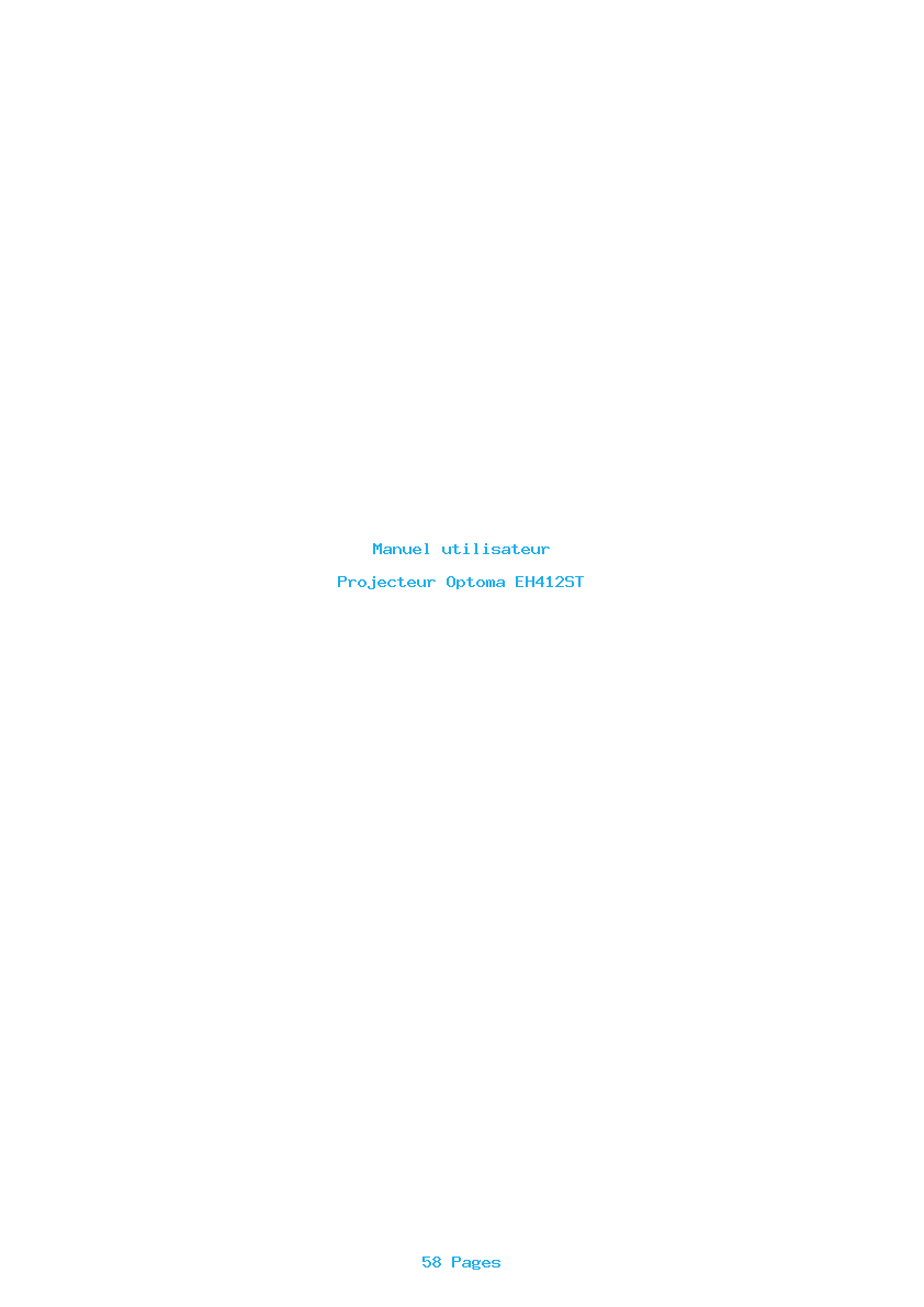 Page 1 de la notice Manuel utilisateur Optoma EH412ST