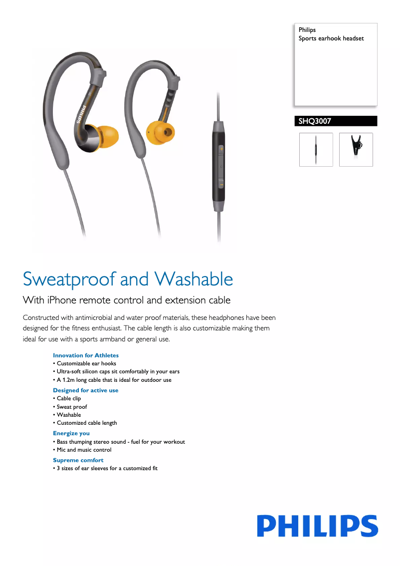 Página 1 del manual Ficha técnica Philips SHQ3007