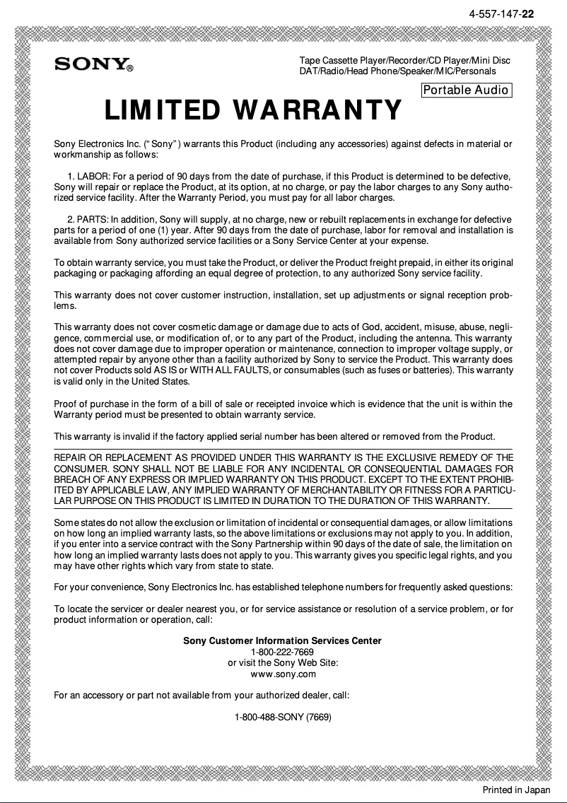 Page 1 de la notice Manuel utilisateur Sony ICD-70PC