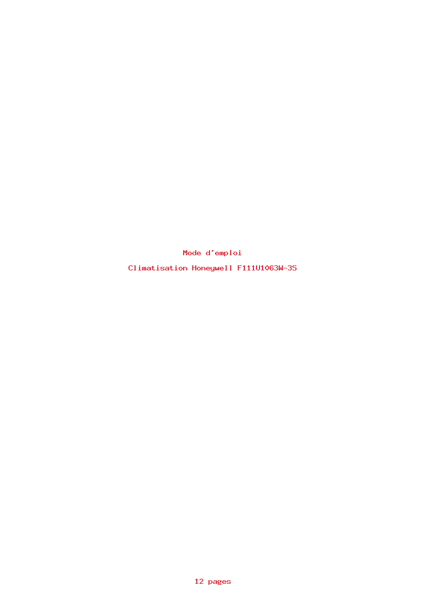 Page 1 de la notice Mode d'emploi Honeywell F111U1063W-3S