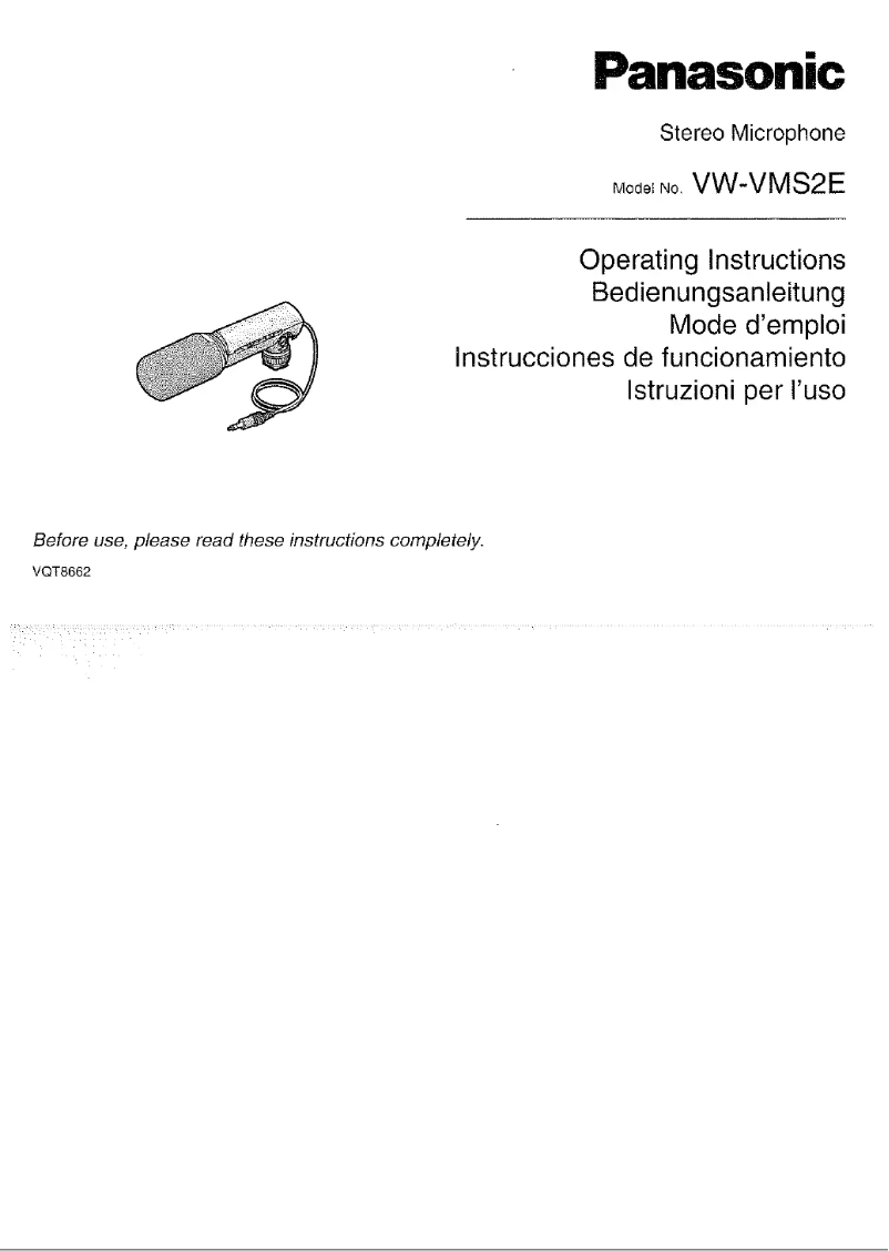 Page 1 de la notice Manuel utilisateur Panasonic VW-VMS2E