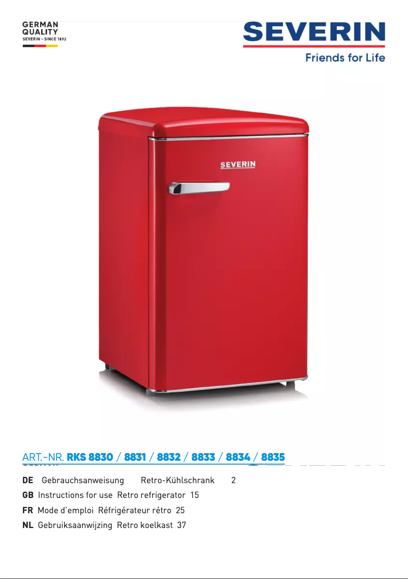 Page 1 de la notice Manuel utilisateur Severin RKG 8833