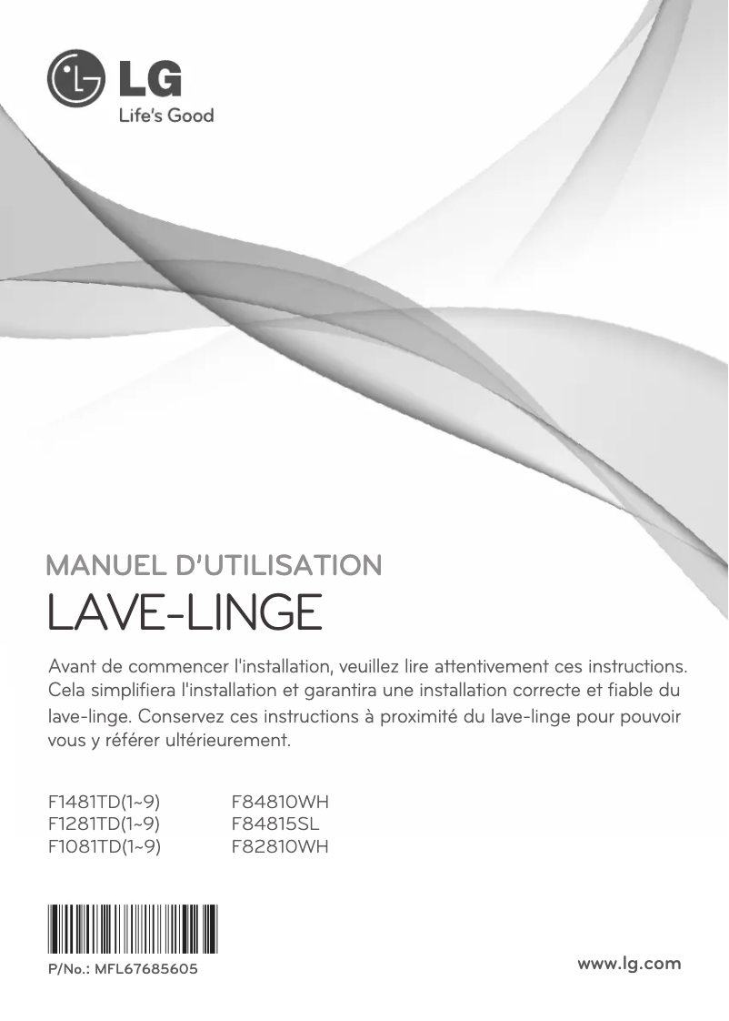 Page 1 de la notice Manuel utilisateur LG F84815SL
